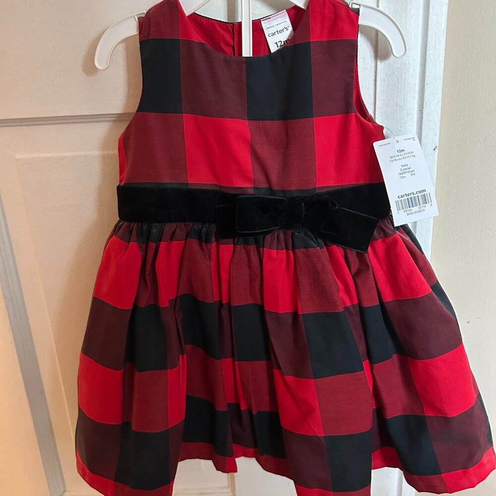 Baby Girls 12 Month Red Checkered Dress NEW with tags